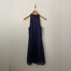 Banana Republic Navy Royal Blue Sleeveless Dress  Mock Neck A line Swing Size 4